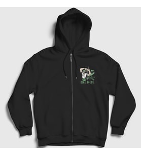 Presmono Unisex Siyah Zoro V2 Anime One Piece Fermuarlı Kapüşonlu Sweatshirt 136127tt