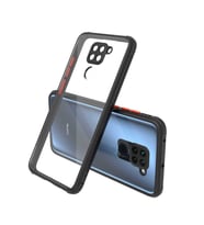 Xiaomi Redmi Note 9 Kılıf Kenar Renkli Sararmaz Şeffaf Kapak (Siyah)