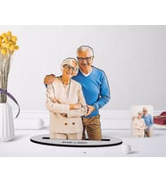 BK Gift Kişiye Özel Tam Boy Büyükanne ve Büyükbaba Karikatürlü Ahşap Biblo Model-1 (Beyaz)