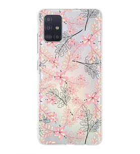 Samsung Galaxy A51 Uyumlu Kapak Floral Kırmızı Tasarımlı Şeffaf Silikon Kılıf