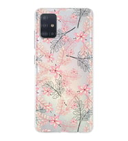 Samsung Galaxy A51 Uyumlu Kapak Floral Kırmızı Tasarımlı Şeffaf Silikon Kılıf