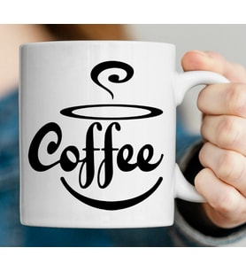 Coffe Tasarımlı Beyaz Kupa