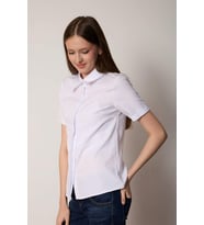 Poplin Kumaş Kısa Kollu Gizli Düğmeli Gömlek