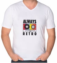 BK Gift Always Retro Tasarımlı V Yaka Tişört-1 (Beyaz)