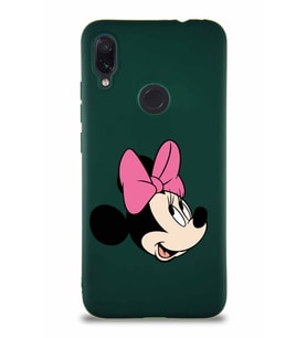 Xiaomi Redmi Note 7 Pro Soft Premier Kapak Minnie Mouse-A Tasarımlı Silikon Kılıf - Yeşil (Şeffaf)