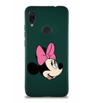 Xiaomi Redmi Note 7 Pro Soft Premier Kapak Minnie Mouse-A Tasarımlı Silikon Kılıf - Yeşil (Şeffaf)