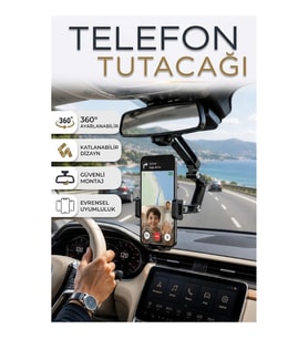 Araç İçi Dikiz Aynası Telefon Tutucu 360° Ayarlanabilir Katlanabilir