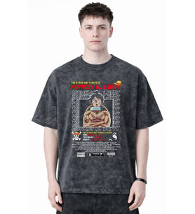 Tasarım Monkey D. Luffy One Piece Anime Baskılı Unisex Oversize Eskitme Yıkamalı Tişört