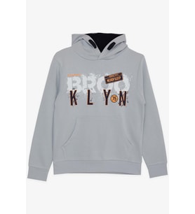 Breeze Erkek Çocuk Yazı Baskılı Sweatshirt 9-16 Yaş, Buz Mavisi