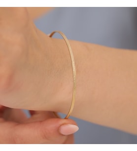 925 Ayar Altın Mikron Kaplama Ajda Desenli Ajda Bilezik - BV00108 (Gold)