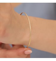 925 Ayar Altın Mikron Kaplama Ajda Desenli Ajda Bilezik - BV00108 (Gold)