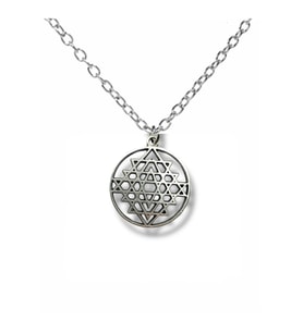 Sri Yantra Sembol Figürlü Kolye – Gümüş Renk Spiritüel Metal Unisex Takı