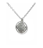 Sri Yantra Sembol Figürlü Kolye – Gümüş Renk Spiritüel Metal Unisex Takı