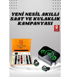 7 Kordonlu Akıllı Saat Ve Aynalı Bluetooth Kulaklık Powerbank Dijital Göstergeli