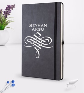 BK Gift Kişiye Özel İsimli Siyah Termo Deri Defter 16x24cm Model 24