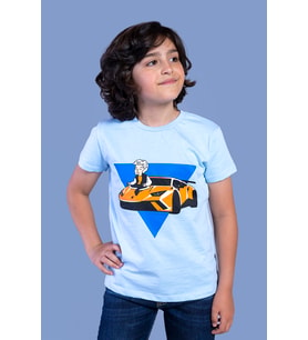 Toontoy Erkek Çocuk Araba Baskılı Tişört (Mavi)