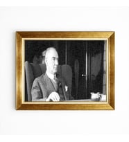 Tablore Mustafa Kemal Atatürk Siyah Beyaz Nostaljik Altın Çerçeveli Kanvas Tablo