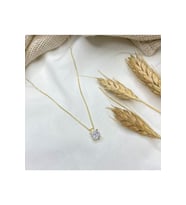 Kadın Altın Renkli Tek Taş Gümüş Kolye (Gold)