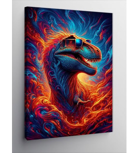 Kanvas Tablo Gözlüklü Dinozor