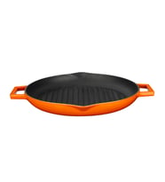 Lava Döküm Yuvarlak Izgara Tavası Döküm Demir Yekpare Çift Kulplu Çap(Ø)26cm. (Turuncu)