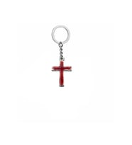Kırmızı Mineli Gotik Haç Figürlü Unisex Anahtarlık – Zamak Metal Çanta Süsü ve Spiritüel Aksesuar