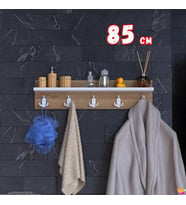 Modilayn Kedi Serisi 81,4x18 cm 5’li Banyo Askısı Seti 15 Kancalı Raflı Düzenleyici Yer Tasarrufu