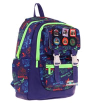 Kaukko Kids Erkek Çocuk Armalı Kamyon Desenli İlkokul Okul Sırt Çantası (Dört Bölmeli) - Lacivert Yeşil - L5279