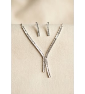 Baget Zirkon Taşlı Su Yolu Kolye ve Küpe Set TJ-BKO11158