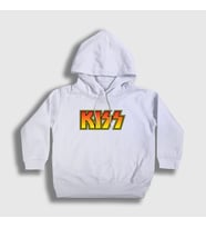 Presmono Unisex Çocuk Beyaz Logo Kiss Kapüşonlu Sweatshirt 91268tt (Beyaz)