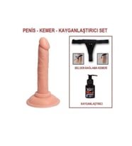 14 cm Belden Bağlamalı Realistik Testissiz Dildo Penis Set