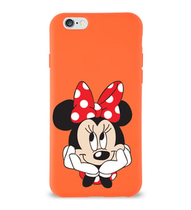 Apple iPhone 6 S Uyumlu Lansman Kılıf Minnie Mouse Tasarımlı Altı Kapalı İçi Kadife Kaplı  Kapak (Şeffaf)