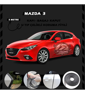Mazda 3 Oto Araç Kapı Koruma Fitili 5metre Parlak Siyah Renk