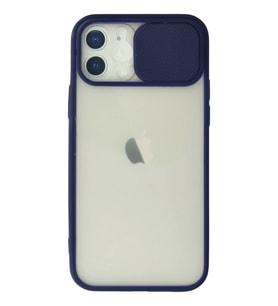 Newface Apple iPhone 12 Kılıf Palm Buzlu Kamera Sürgülü Silikon - Lacivert