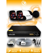 ELITCAM 2 Kameralı Panda 2 Dış Kamera Set HDD'siz Full HD Gece Görüşlü Güvenlik Kamerası Sistemi