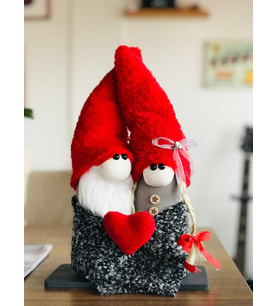 Sevgililer Günü Konsepti Hediyelik Battaniyeli Gnome, Sevgili Çift Cüce