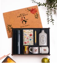 Kadınlar Günü Özel Seti - Termos, Defter, Kalem, Kolonya, Mum, Kahve, Fincan