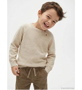 LCW Kids Ekru Erkek Çocuk Basic Triko Kazak