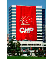 CHP Parti Bayrağı 10x15 mt. 1. Kalite Raşel Kumaş Bina Tipi