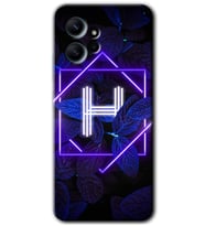 Redmi Note 12 4G Kılıf HD Desen Baskılı Kılıf - Dark Neon Yaprak H Harfi
