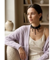 Jivva's Collection Gotik Siyah Dantel Kolye. Vintage Esintili Siyah Dantel Gerdanlık.Choker. Ayarlanabilir zincir