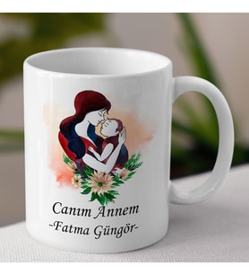 Kişiye Özel Canım Annem Ve İsim Soyisim Tasarımlı Kupa Bardak