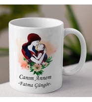 Kişiye Özel Canım Annem Ve İsim Soyisim Tasarımlı Kupa Bardak
