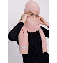 Chuba Kadın Selanik Triko Atkı Ve Bere Takım Pudra 22WK270  