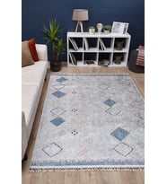 Dijital Kaymaz Yıkanabilir Krem Geometrik Salon Halısı Mutfak Halısı Koridor Halısı Yolluk HLN5104