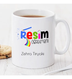 Resim Öğretmeni Kişiye Özel Kupa HB489A (Beyaz - Beyaz)