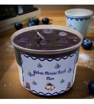 Yaban Mersini Reçel Mum  El Yapımı Kokulu Soya Wax Dekoratif Kavanoz Mum (Beyaz-Mor)