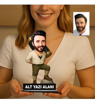 Kişiye Özel Seyitonbaşı Erkek Karikatürlü 18 cm MDF Masaüstü Biblo - Masaüstü Hediye