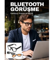 Mey İthalat® Yapay Zekâ Destekli Akıllı Bluetooth Gözlük Dokunmatik Kontrol Manyetik Lens ve Kablosuz Görüşme Özellikli