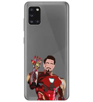 Samsung Galaxy A31 Uyumlu Iron Man Desenli Şeffaf Telefon Kılıfı
