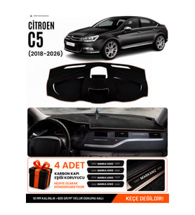 CITROEN C5 (2008-2015) Uyumlu Torpido Örtüsü Torpido Kılıfı - Siyah Bej